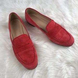 J. Crew Coral Suede Penny Loafers